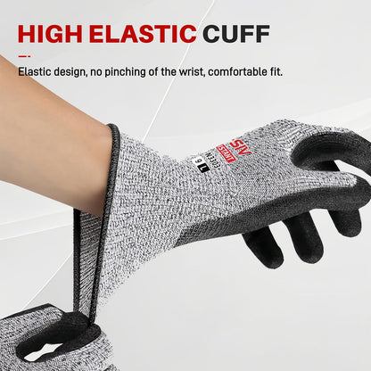 ANSI A3 Cut Resistant Gloves, Double-Layer Nitrile-Coated Safety Gloves For Automotive Repair, Heavy Machinery Processing, Logistics Handling, Woodworking, Durable, Machine Washable, L