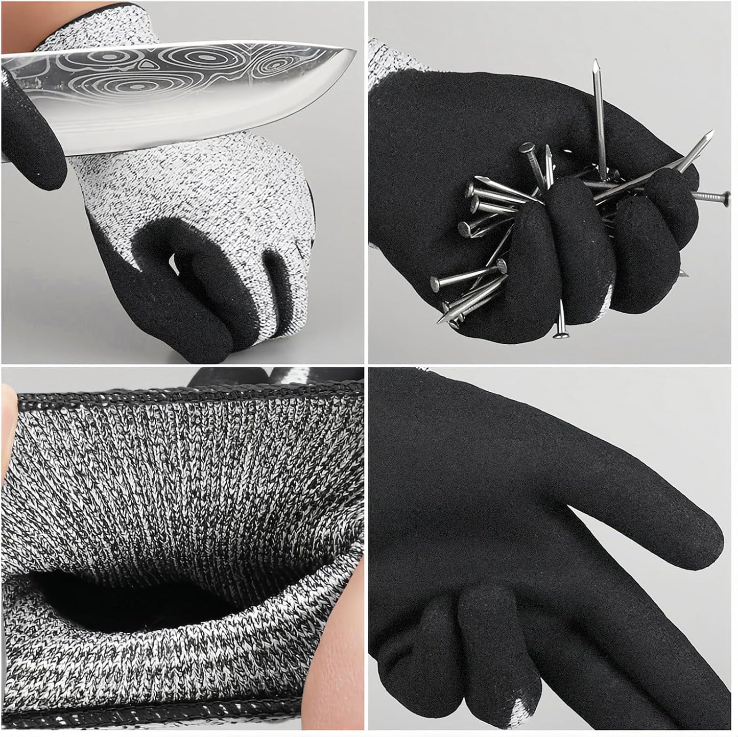ANSI A3 Cut Resistant Gloves, Double-Layer Nitrile-Coated Safety Gloves For Automotive Repair, Heavy Machinery Processing, Logistics Handling, Woodworking, Durable, Machine Washable, L