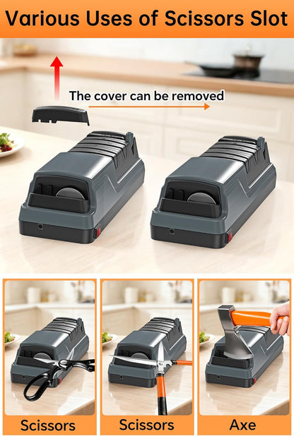 5 in 1 Electric Knife Sharpener Multifunction, Professional Knife Sharpener Electric for Sharpening and Polishing, Quick Restore Kitchen Knives and Scissors, Grey