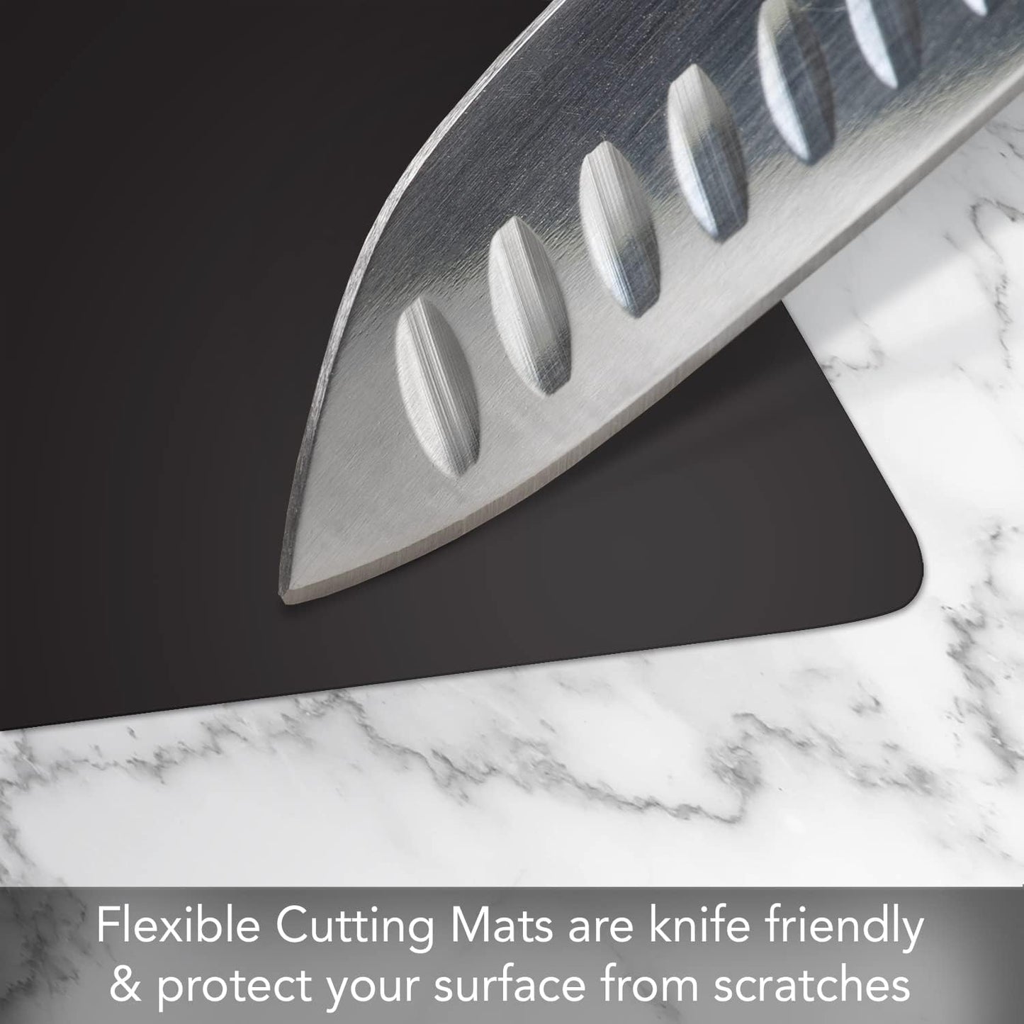 Black Flexible Plastic Cutting Board Mat 2 Pack, 15" x 11.5", Made in the USA, Easily Funnels Foods, Knife Friendly, Easily Wipes Clean