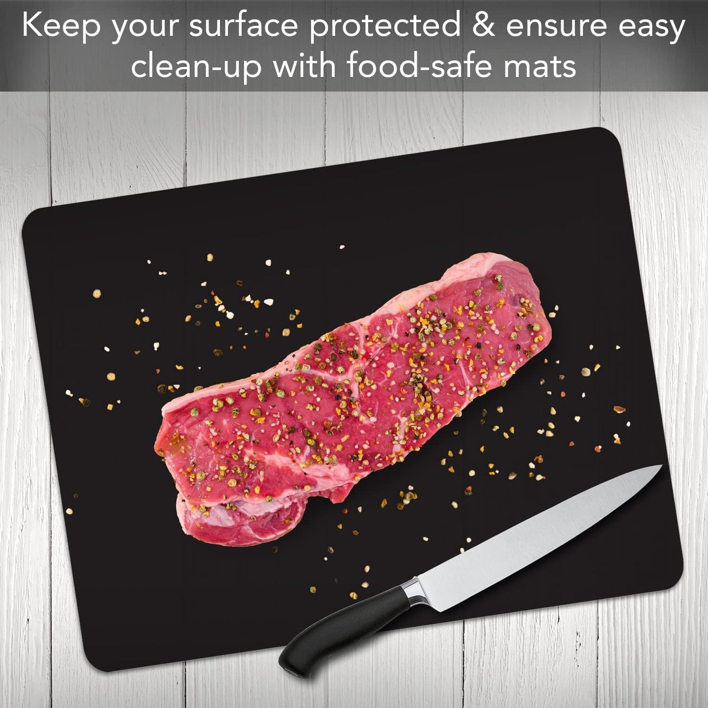 Black Flexible Plastic Cutting Board Mat 2 Pack, 15" x 11.5", Made in the USA, Easily Funnels Foods, Knife Friendly, Easily Wipes Clean