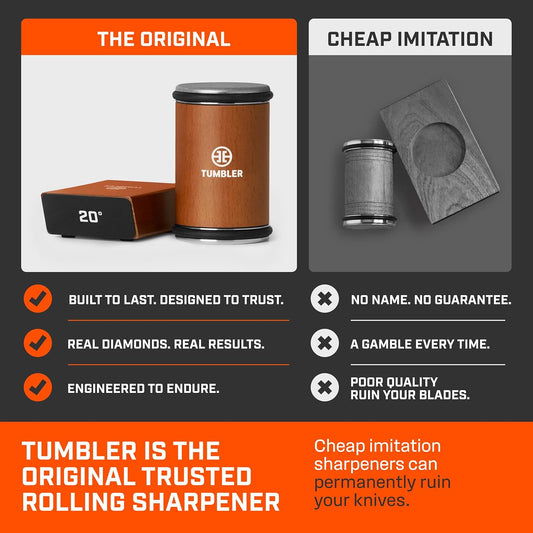 The Original Rolling Knife Sharpener™ (Wood) | Knife Sharpening Made Easy - Rolling Knife Sharpener Tool for Kitchen Knives, Kit Offers 15 & 20 Degree Sharpening (Wood)