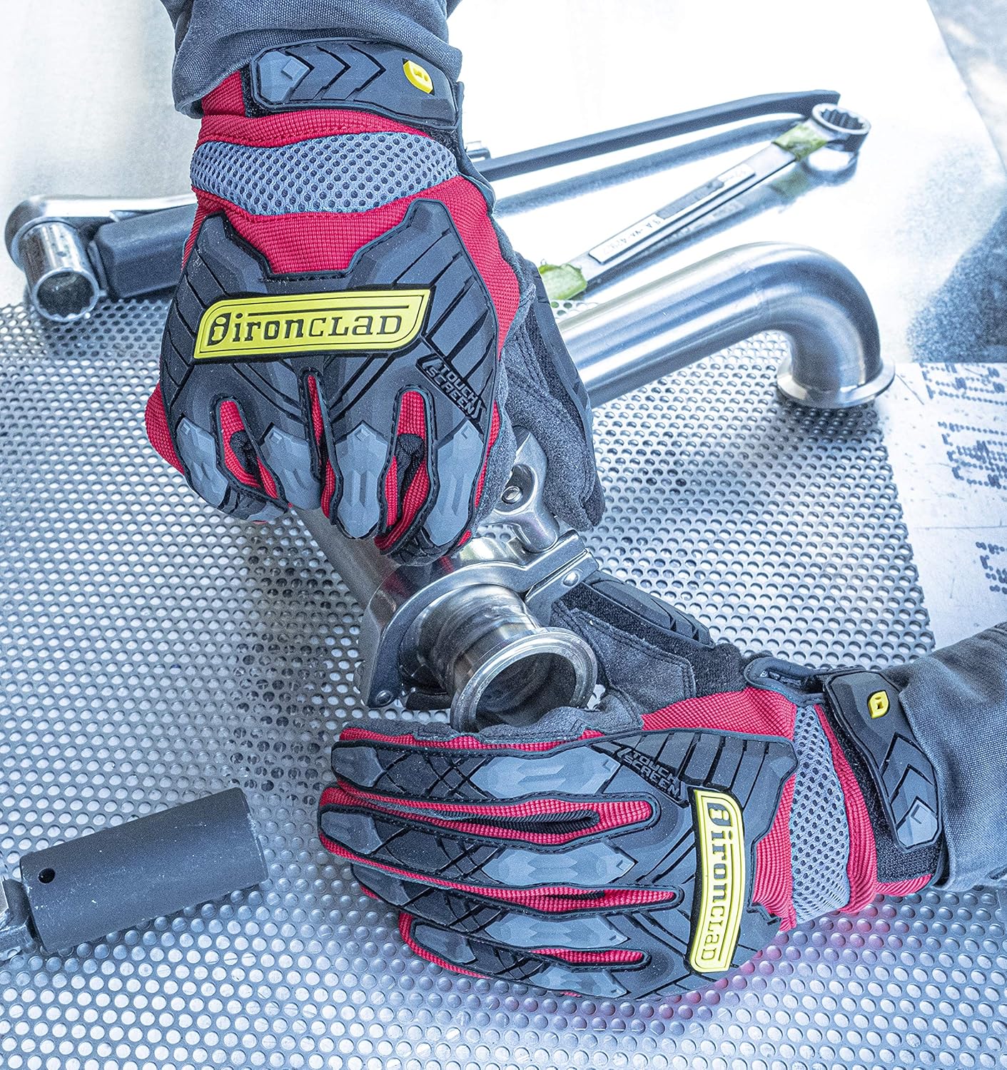 Ironclad Command Impact 360 Cut A6 Work Gloves; Touch Screen Gloves Conductive Palm & Fingers, Impact Protection, Machine Washable, Sized S, M, L, XL, XXL (1 Pair), Red (IEX-MIGR5-05-XL)