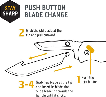 RAZOR VX1 | Replaceable Blade EDC Folding Pocket Knife | 3" Stainless Blade, Gray Anodized Aluminum Handle, Reversible Pocket Clip | Outdoor, Camping, Survival, Utility
