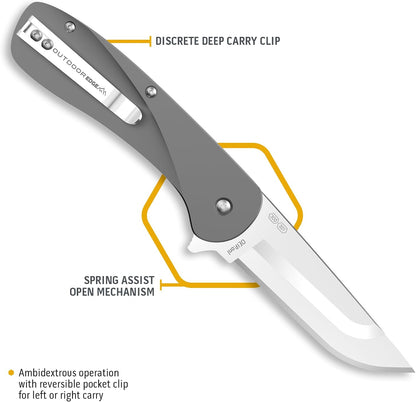 RAZOR VX1 | Replaceable Blade EDC Folding Pocket Knife | 3" Stainless Blade, Gray Anodized Aluminum Handle, Reversible Pocket Clip | Outdoor, Camping, Survival, Utility