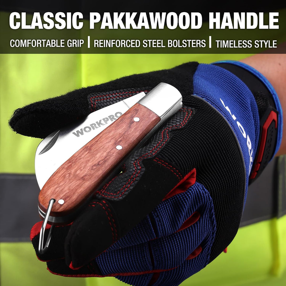 Linoleum Knife, Electrician and Folding Pocket Utility Knife with 3" Hawk Bill Blade cutter for lineman Cable Skinning, Roofing & Flooring