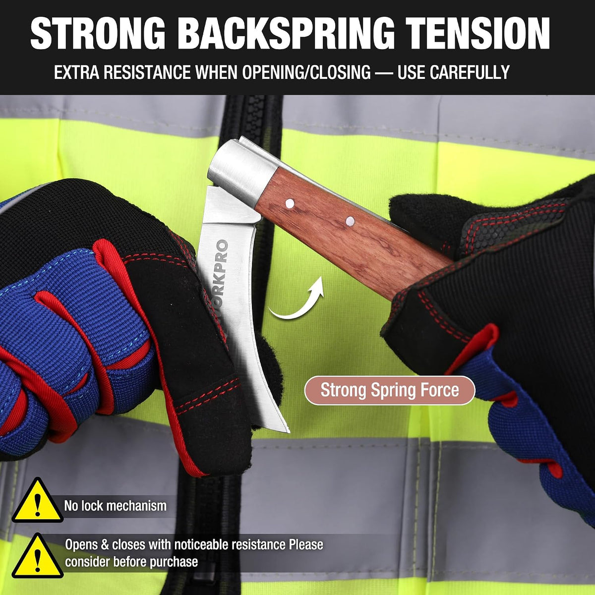 Linoleum Knife, Electrician and Folding Pocket Utility Knife with 3" Hawk Bill Blade cutter for lineman Cable Skinning, Roofing & Flooring