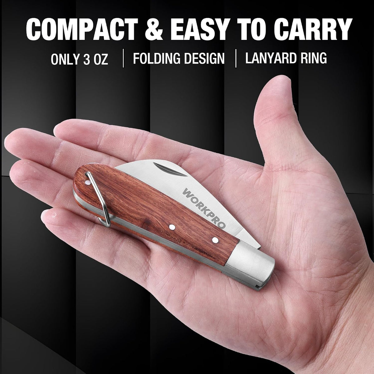 Linoleum Knife, Electrician and Folding Pocket Utility Knife with 3" Hawk Bill Blade cutter for lineman Cable Skinning, Roofing & Flooring