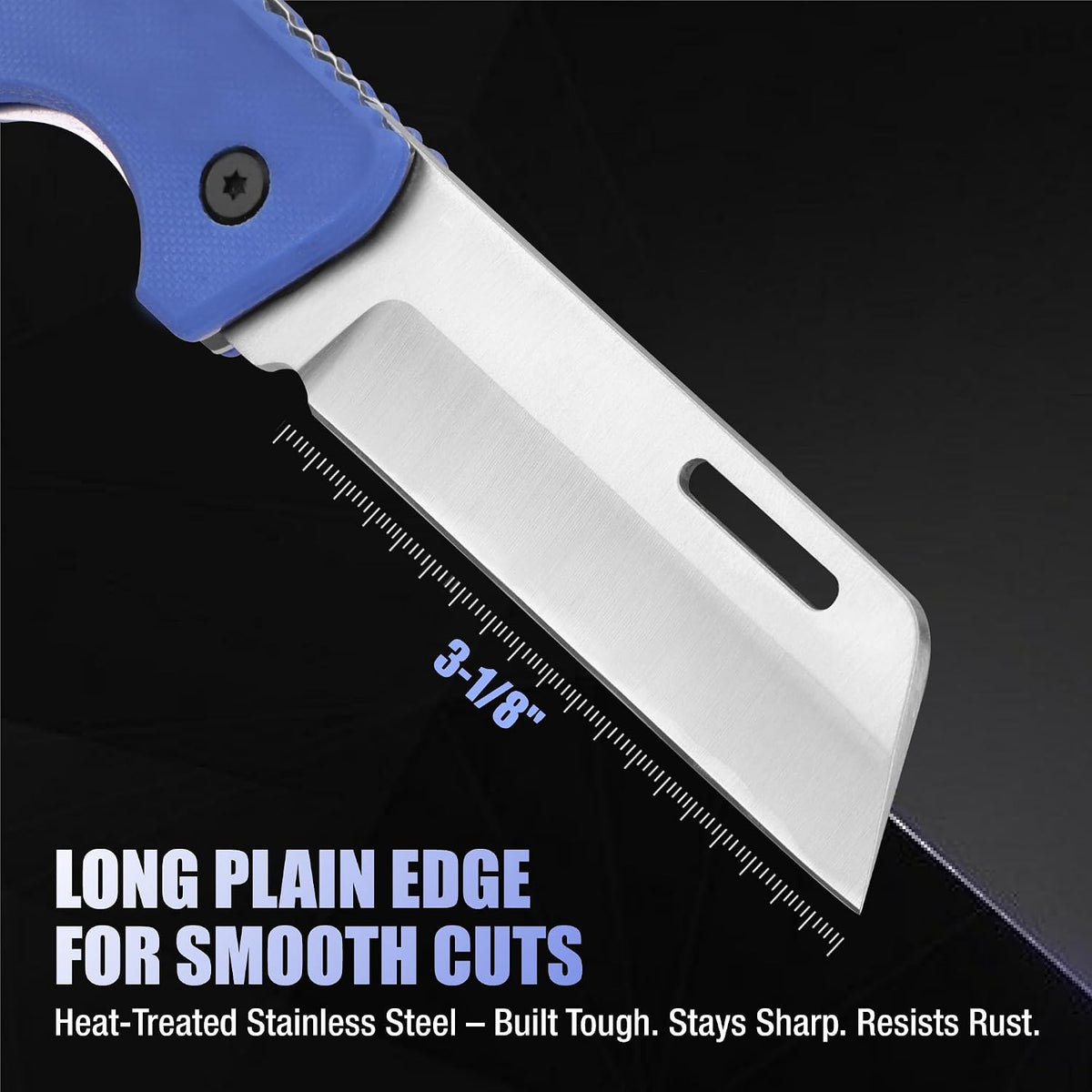 Linoleum Knife, Electrician and Folding Pocket Utility Knife with 3" Hawk Bill Blade cutter for lineman Cable Skinning, Roofing & Flooring