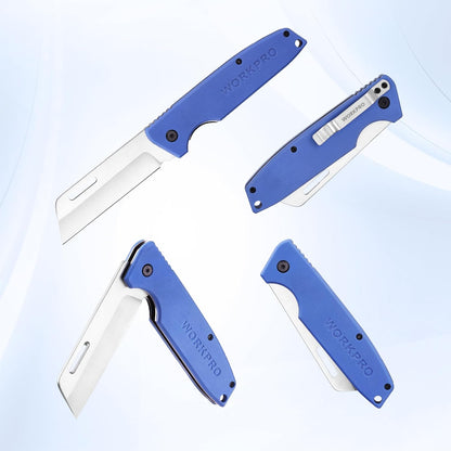 Linoleum Knife, Electrician and Folding Pocket Utility Knife with 3" Hawk Bill Blade cutter for lineman Cable Skinning, Roofing & Flooring