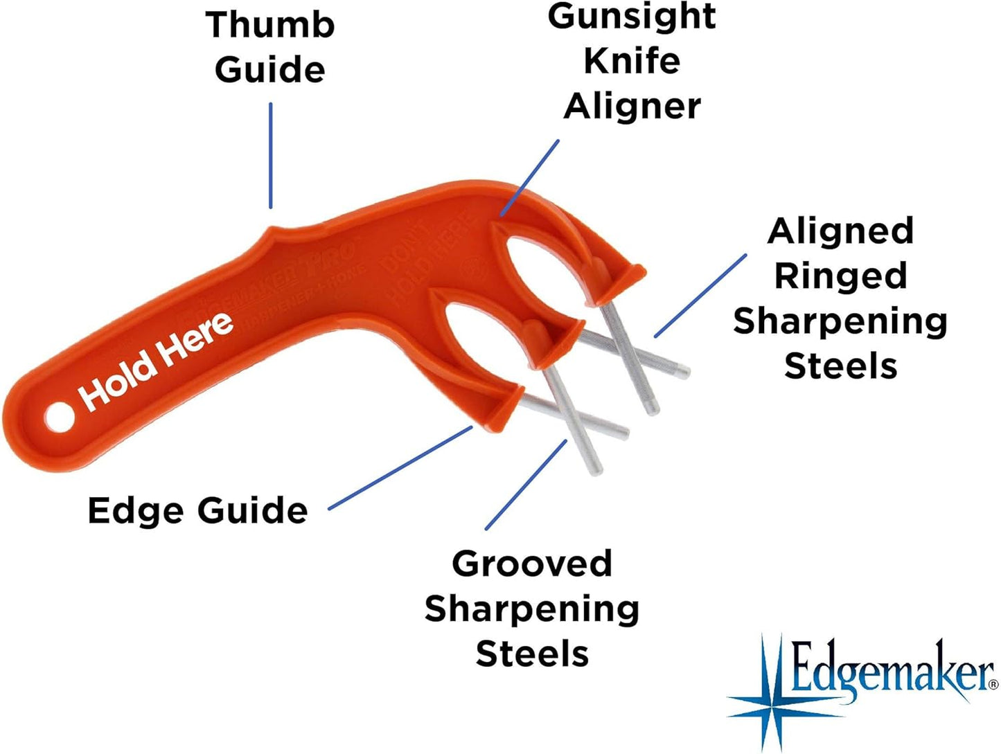 The Edgemaker Knife Sharpener Pro 331- Perfect for Sharpening & Honing any Blade, Durable, Safe & Easy to Use- Orange