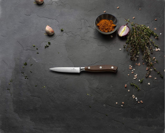 Grand Maitre Paring Knife - 4 Inch Forged Stainless Steel Blade | Professional kitchen knife with ergonomic maple wood handle for precision cutting, peeling, and dicing fruit or vegetables