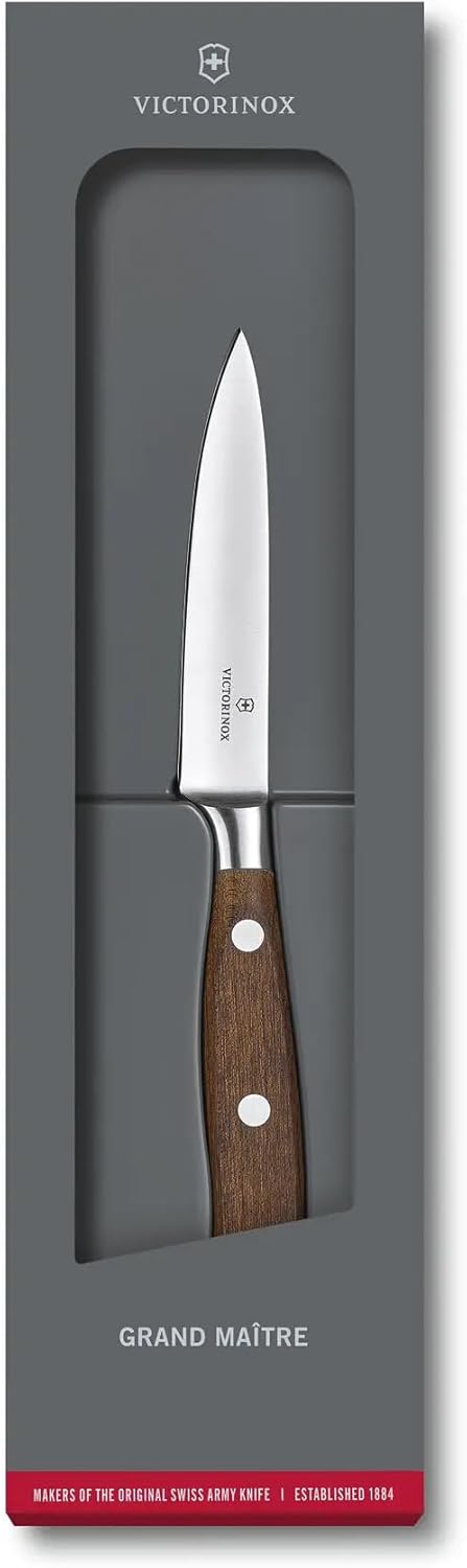 Grand Maitre Paring Knife - 4 Inch Forged Stainless Steel Blade | Professional kitchen knife with ergonomic maple wood handle for precision cutting, peeling, and dicing fruit or vegetables