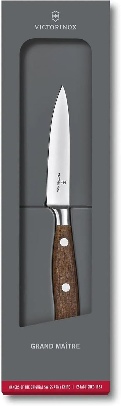 Grand Maitre Paring Knife - 4 Inch Forged Stainless Steel Blade | Professional kitchen knife with ergonomic maple wood handle for precision cutting, peeling, and dicing fruit or vegetables