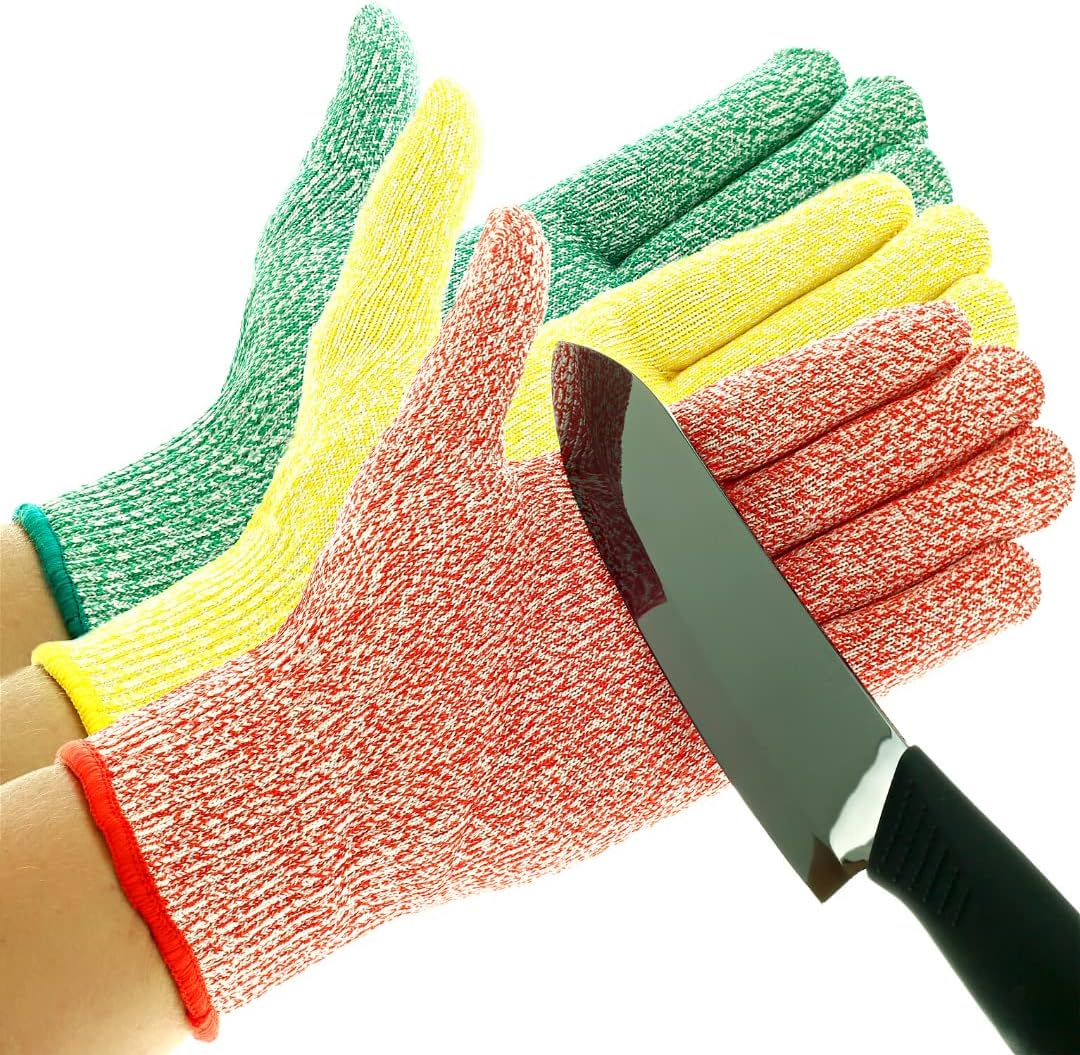 Cut Resistant Gloves – Level 5 Anti-Cut Protection, Durable, Breathable, Machine Washable Safety Gloves (Pack of 3)