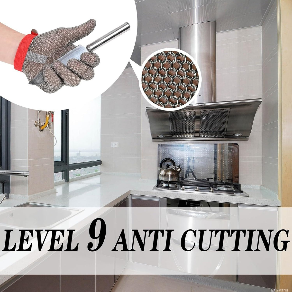 2pcs Factory Kitchen Stainless Steel Cut Resistant Gloves, Food Grade Safety Anti Slip Chainmail Gloves