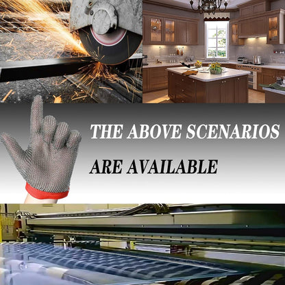 2pcs Factory Kitchen Stainless Steel Cut Resistant Gloves, Food Grade Safety Anti Slip Chainmail Gloves