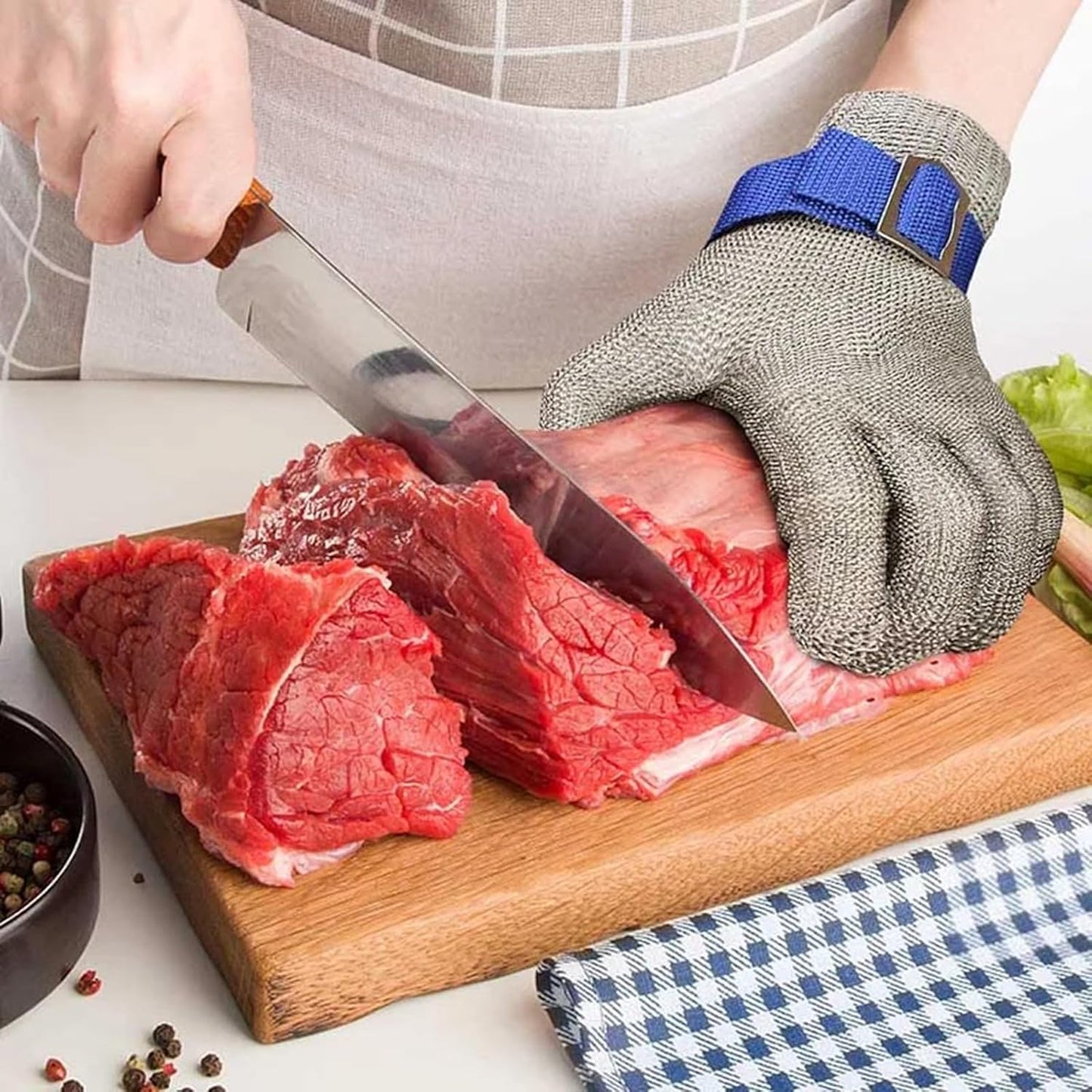 Cut Resistant Gloves Food Grade,316L Stainless Steel Mesh Metal Glove Butcher Meat Cutting, Oyster Shucking, Fishing