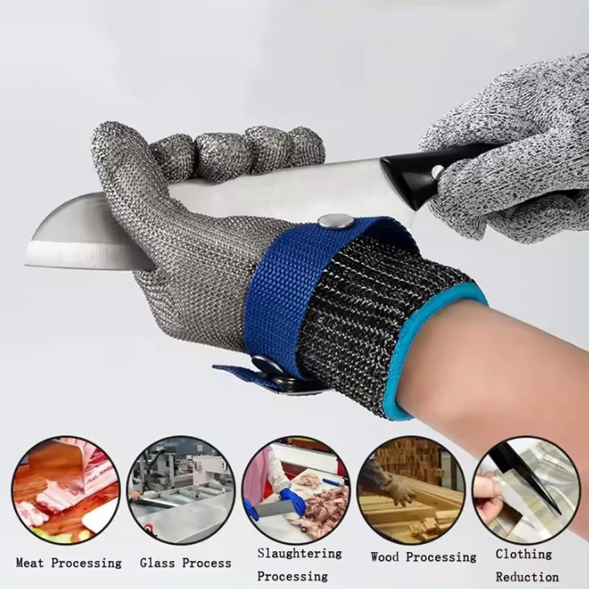 Cut Resistant Gloves Food Grade,316L Stainless Steel Mesh Metal Glove Butcher Meat Cutting, Oyster Shucking, Fishing