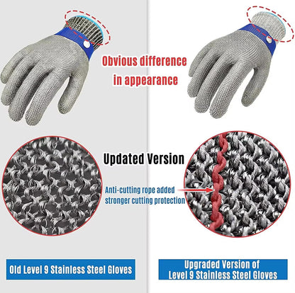 Cut Resistant Gloves Food Grade,316L Stainless Steel Mesh Metal Glove Butcher Meat Cutting, Oyster Shucking, Fishing