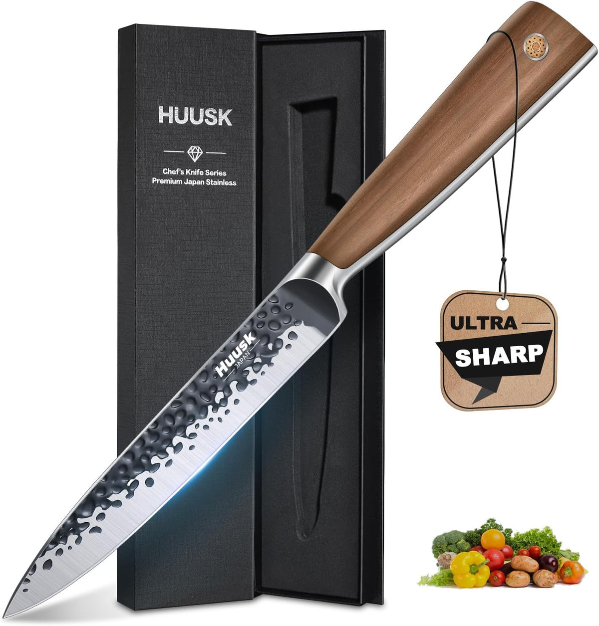 Huusk Gyuto Knife - Japanese High Carbon Steel Hand Forged Kitchen Knife 8"