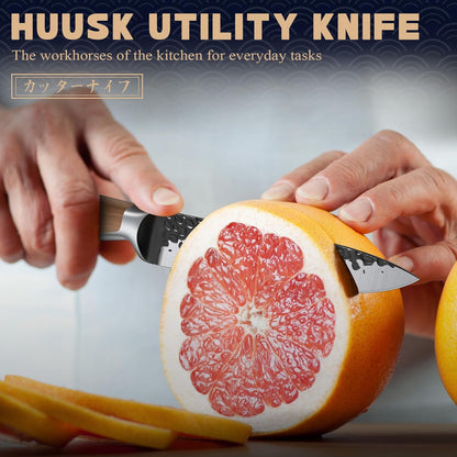 Huusk Gyuto Knife - Japanese High Carbon Steel Hand Forged Kitchen Knife 8"