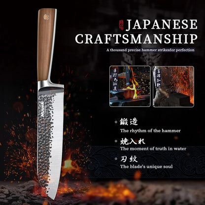 Huusk Gyuto Knife - Japanese High Carbon Steel Hand Forged Kitchen Knife 8"
