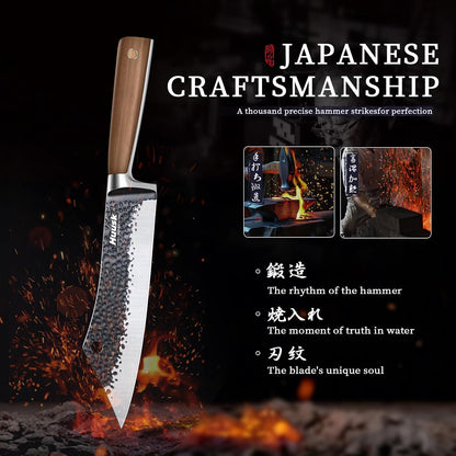 Huusk Gyuto Knife - Japanese High Carbon Steel Hand Forged Kitchen Knife 8"