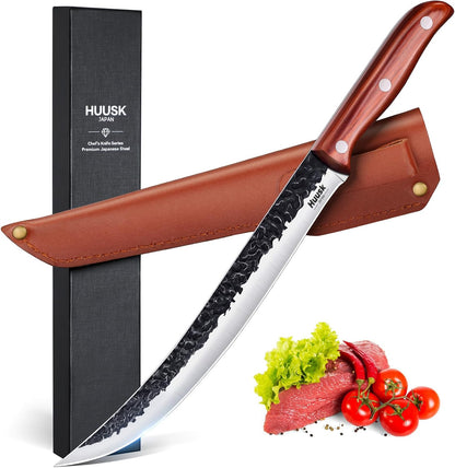 Huusk Gyuto Knife - Japanese High Carbon Steel Hand Forged Kitchen Knife 8"