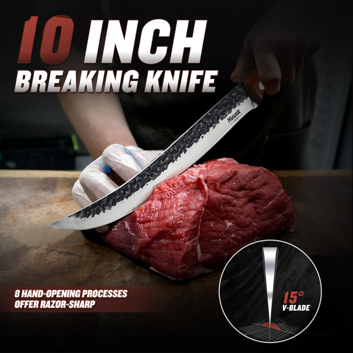 Huusk Gyuto Knife - Japanese High Carbon Steel Hand Forged Kitchen Knife 8"