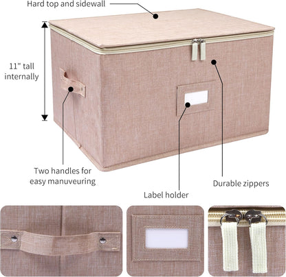 Stemware Storage Cases, Wine Glass Storage Box Containers for Crystal | Glassware Storage Containers Holds 12 Red or White Wine Glasses, Hard Top and Sides (Grey)