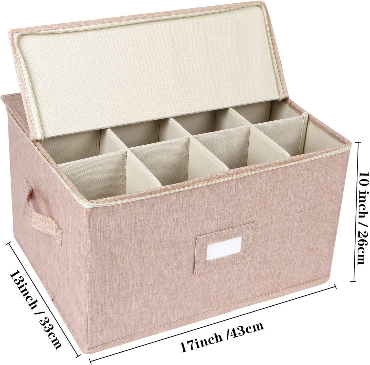 Stemware Storage Cases, Wine Glass Storage Box Containers for Crystal | Glassware Storage Containers Holds 12 Red or White Wine Glasses, Hard Top and Sides (Grey)
