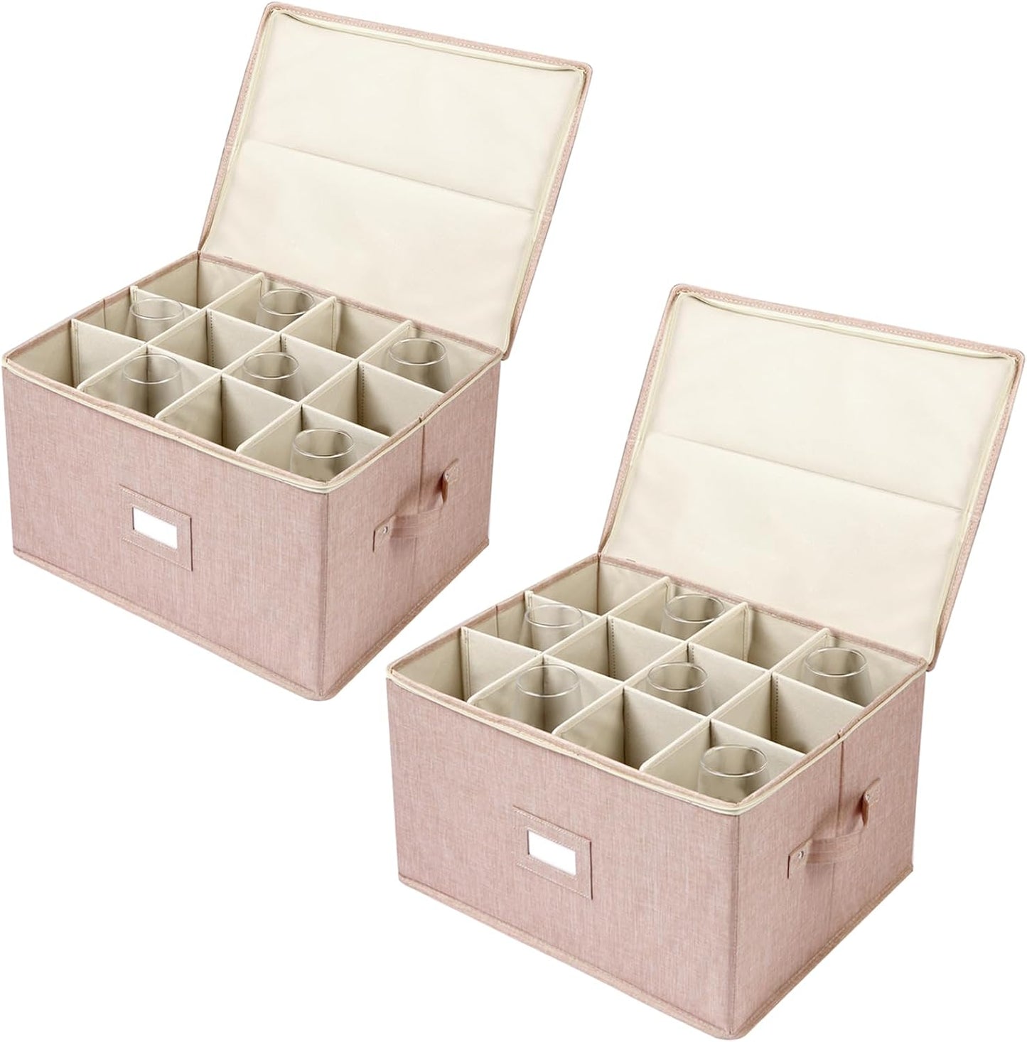 Stemware Storage Cases, Wine Glass Storage Box Containers for Crystal | Glassware Storage Containers Holds 12 Red or White Wine Glasses, Hard Top and Sides (Grey)