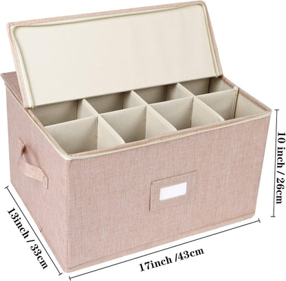Stemware Storage Cases, Wine Glass Storage Box Containers for Crystal | Glassware Storage Containers Holds 12 Red or White Wine Glasses, Hard Top and Sides (Grey)
