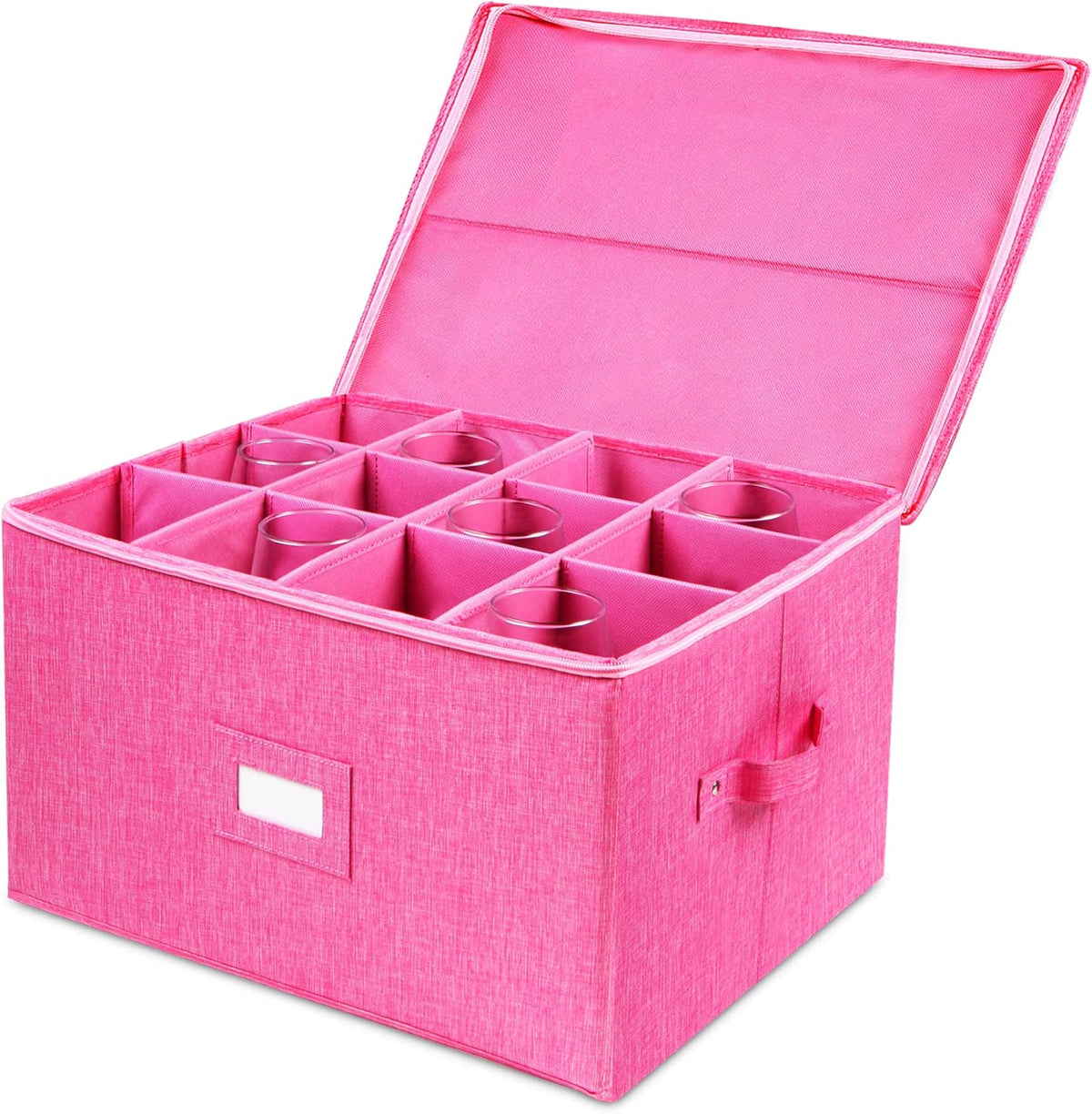 Stemware Storage Cases, Wine Glass Storage Box Containers for Crystal | Glassware Storage Containers Holds 12 Red or White Wine Glasses, Hard Top and Sides (Grey)
