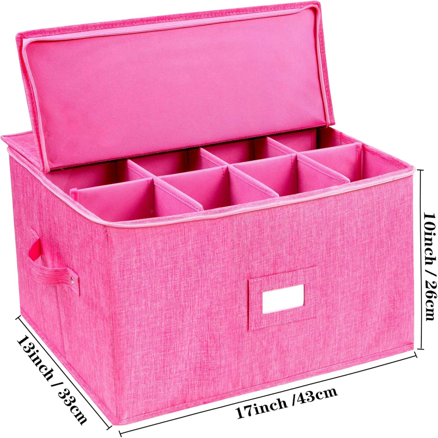 Stemware Storage Cases, Wine Glass Storage Box Containers for Crystal | Glassware Storage Containers Holds 12 Red or White Wine Glasses, Hard Top and Sides (Grey)