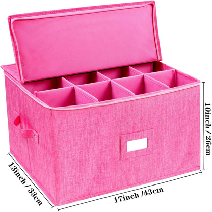 Stemware Storage Cases, Wine Glass Storage Box Containers for Crystal | Glassware Storage Containers Holds 12 Red or White Wine Glasses, Hard Top and Sides (Grey)