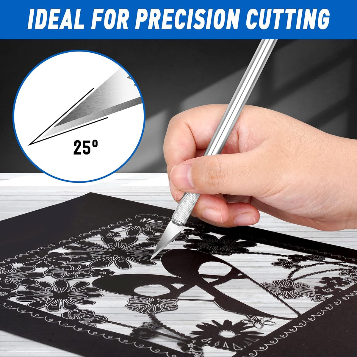 100 Pack Hobby Knife Blades #11, SK5 Carbon Steel with Storage Case | SK5 carbon steel craft knife replacement blades for hobby, scrapbooking, stencils and precision art cutting