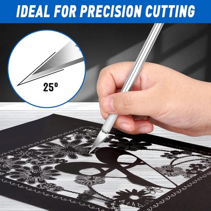 100 Pack Hobby Knife Blades #11, SK5 Carbon Steel with Storage Case | SK5 carbon steel craft knife replacement blades for hobby, scrapbooking, stencils and precision art cutting