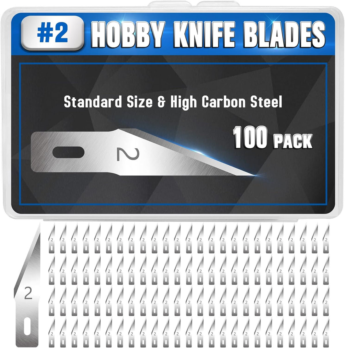 100 Pack Hobby Knife Blades #11, SK5 Carbon Steel with Storage Case | SK5 carbon steel craft knife replacement blades for hobby, scrapbooking, stencils and precision art cutting