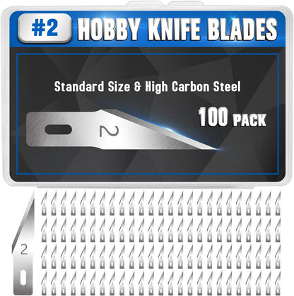 100 Pack Hobby Knife Blades #11, SK5 Carbon Steel with Storage Case | SK5 carbon steel craft knife replacement blades for hobby, scrapbooking, stencils and precision art cutting