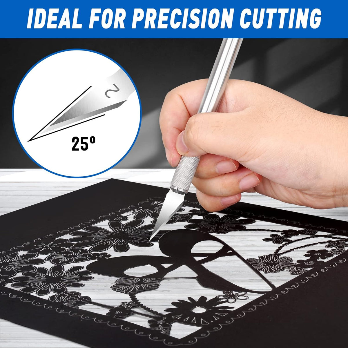 100 Pack Hobby Knife Blades #11, SK5 Carbon Steel with Storage Case | SK5 carbon steel craft knife replacement blades for hobby, scrapbooking, stencils and precision art cutting