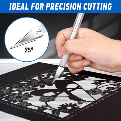 100 Pack Hobby Knife Blades #11, SK5 Carbon Steel with Storage Case | SK5 carbon steel craft knife replacement blades for hobby, scrapbooking, stencils and precision art cutting