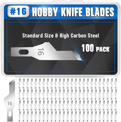 100 Pack Hobby Knife Blades #11, SK5 Carbon Steel with Storage Case | SK5 carbon steel craft knife replacement blades for hobby, scrapbooking, stencils and precision art cutting