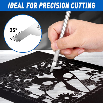 100 Pack Hobby Knife Blades #11, SK5 Carbon Steel with Storage Case | SK5 carbon steel craft knife replacement blades for hobby, scrapbooking, stencils and precision art cutting