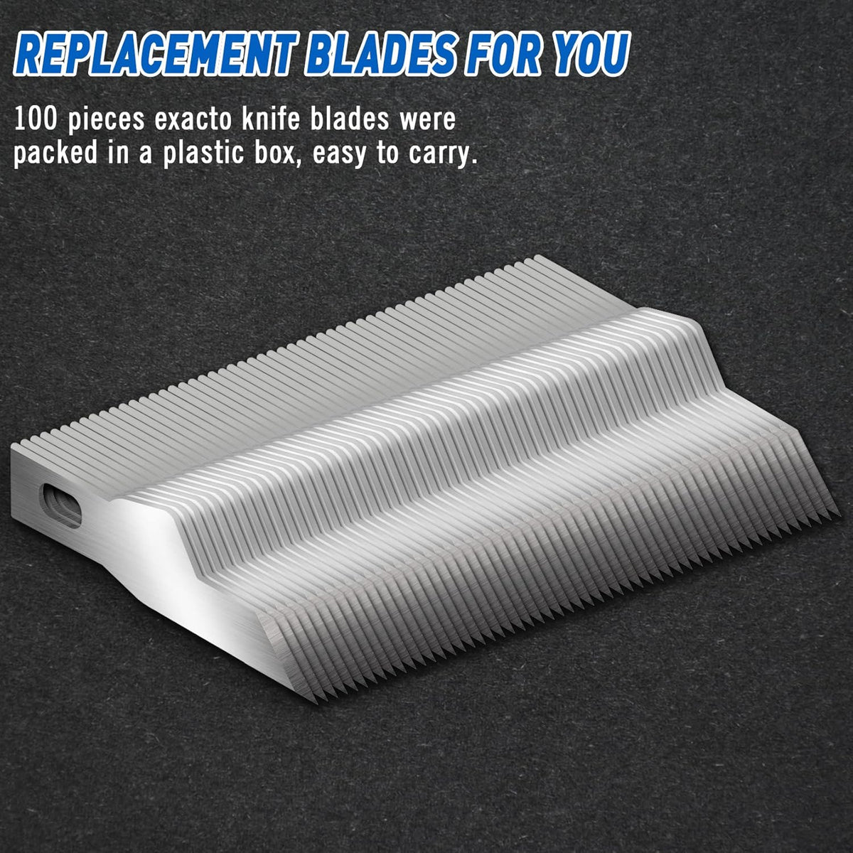 100 Pack Hobby Knife Blades #11, SK5 Carbon Steel with Storage Case | SK5 carbon steel craft knife replacement blades for hobby, scrapbooking, stencils and precision art cutting