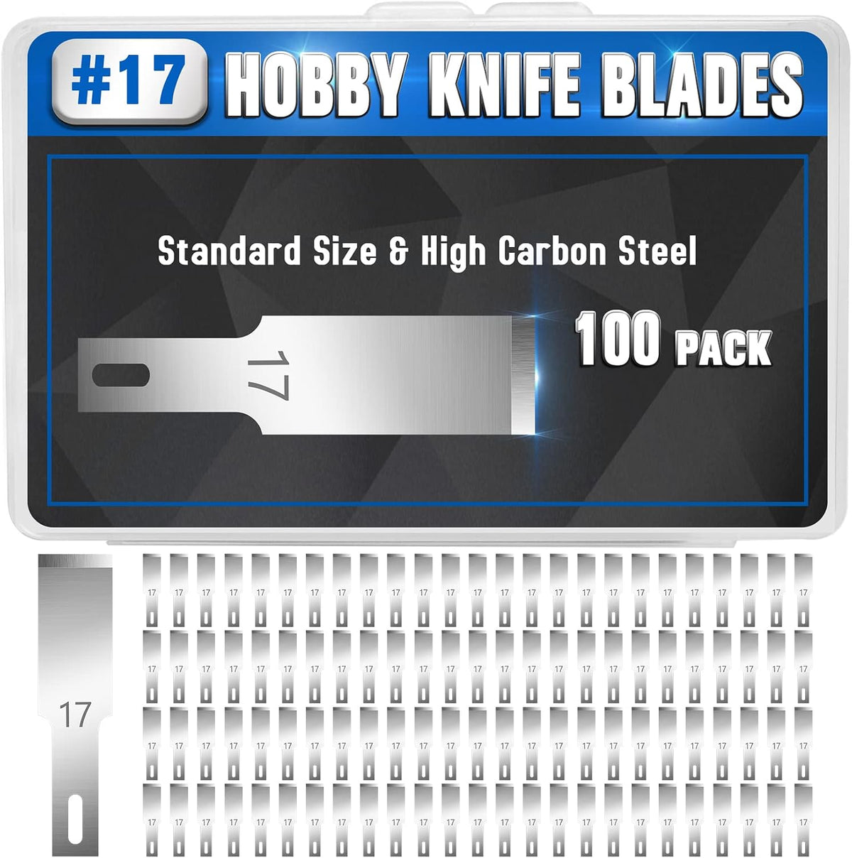 100 Pack Hobby Knife Blades #11, SK5 Carbon Steel with Storage Case | SK5 carbon steel craft knife replacement blades for hobby, scrapbooking, stencils and precision art cutting