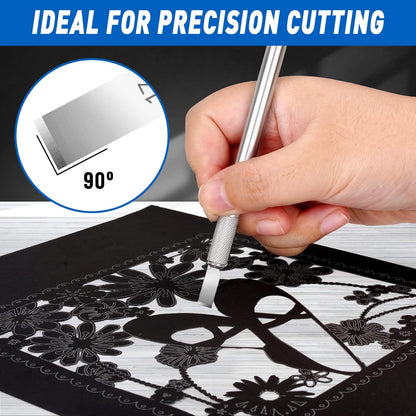 100 Pack Hobby Knife Blades #11, SK5 Carbon Steel with Storage Case | SK5 carbon steel craft knife replacement blades for hobby, scrapbooking, stencils and precision art cutting