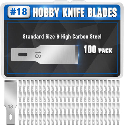 100 Pack Hobby Knife Blades #11, SK5 Carbon Steel with Storage Case | SK5 carbon steel craft knife replacement blades for hobby, scrapbooking, stencils and precision art cutting