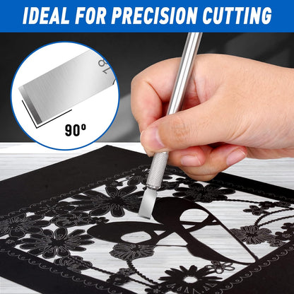 100 Pack Hobby Knife Blades #11, SK5 Carbon Steel with Storage Case | SK5 carbon steel craft knife replacement blades for hobby, scrapbooking, stencils and precision art cutting